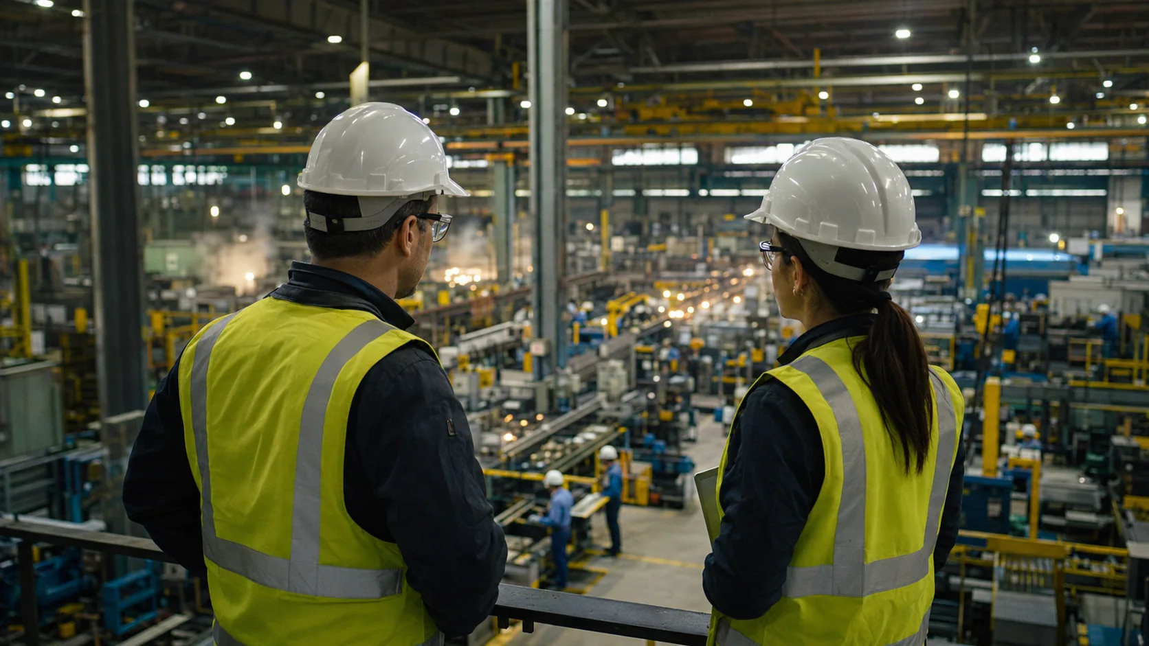 Equipe industrial acompanhando opera&ccedil;&atilde;o com resultados s&oacute;lidos